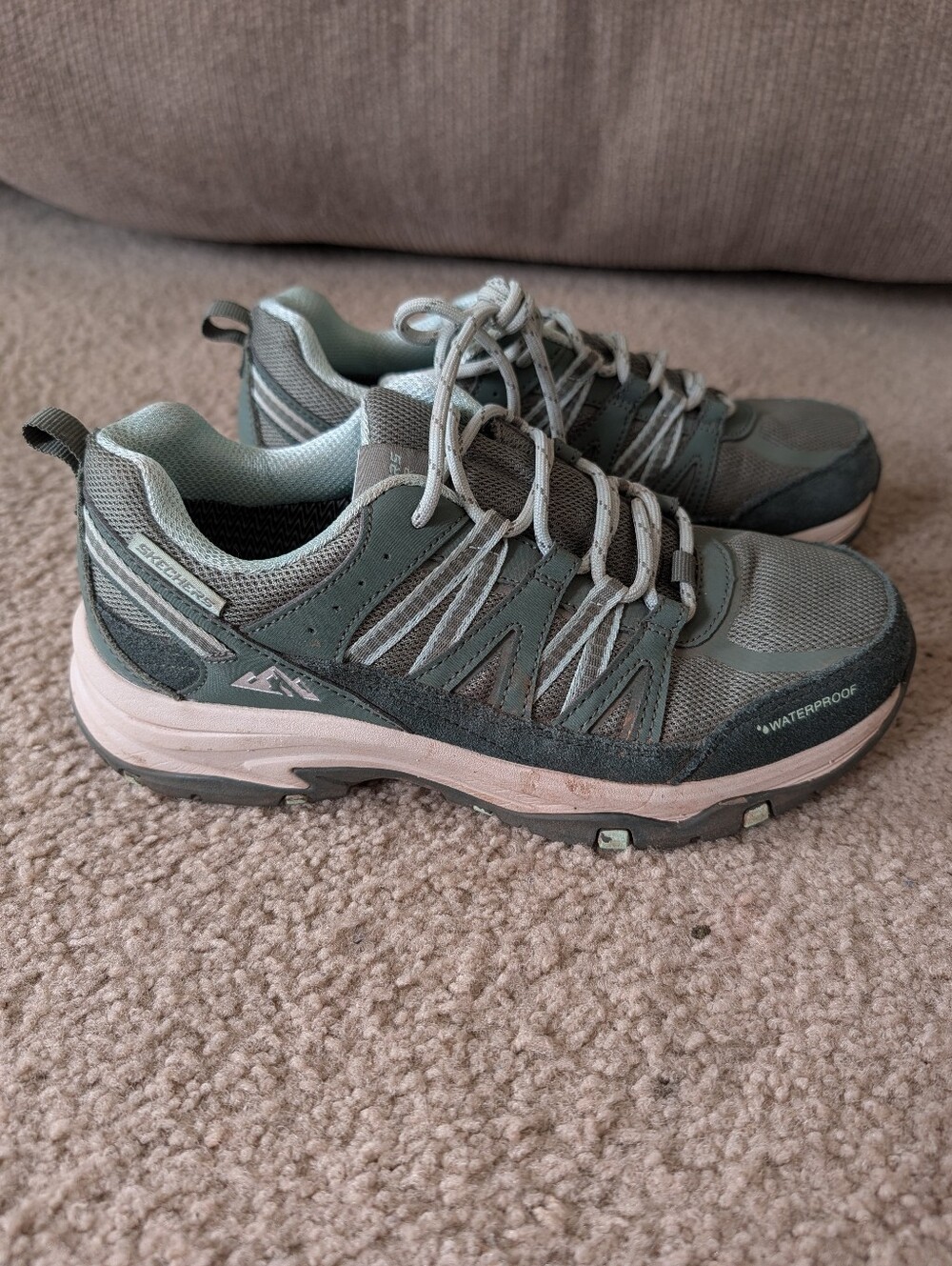 Skechers Women's Gray Green Waterproof Trail Sneakers